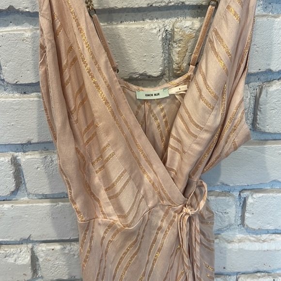 Urban Outfitters Kimchi Blue Gold Thistle Sparkle Metallic Wrap Maxi Dress 6 - Picture 5 of 13